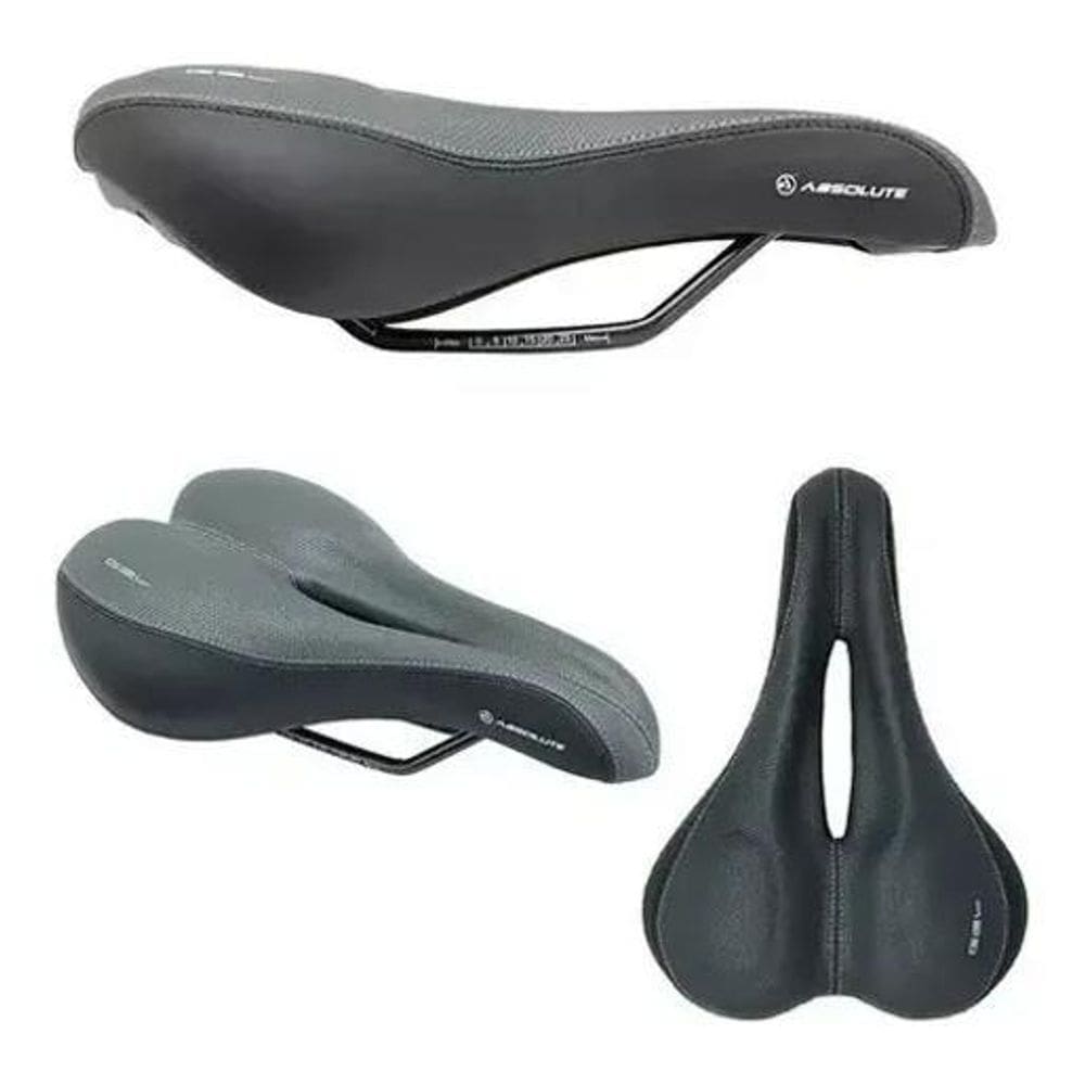 Selim Banco Bike Absolute Gel Mtb Vazado Mtb Top Preto/Cinza