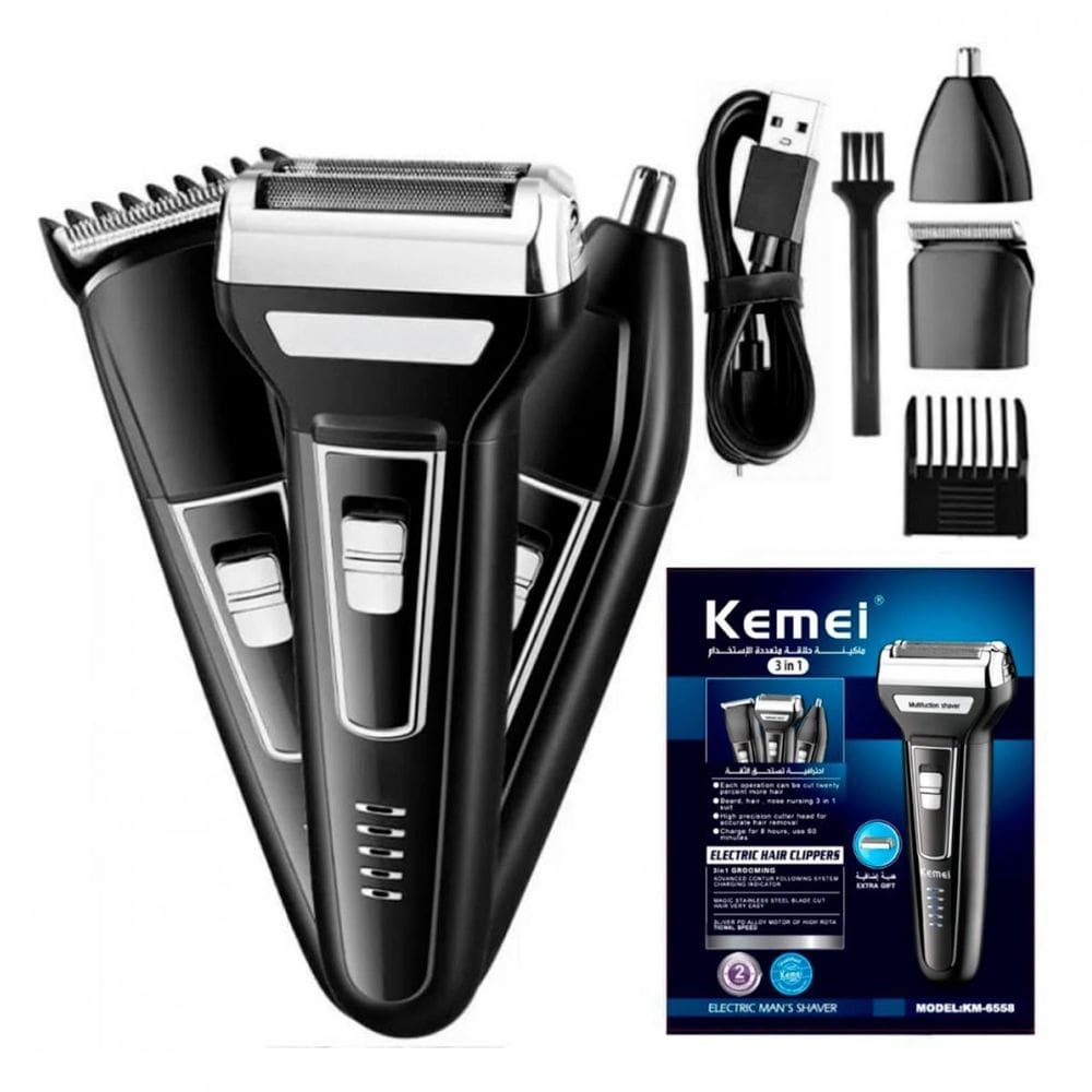 Kemei 3 Em 1 Barbeador Compacto Para Viagem
