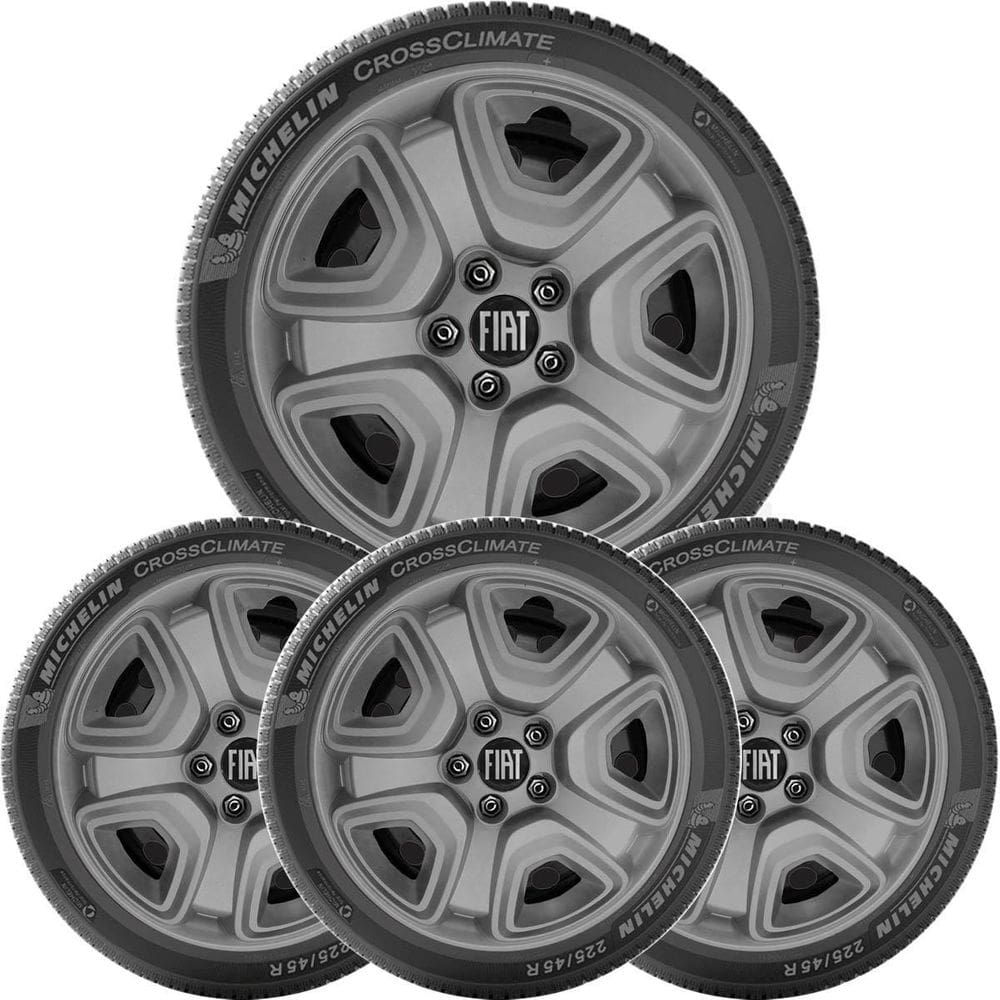 4 Calota Fiat Toro 2021 Aro 16 Grafite Com Emblema 300Cp
