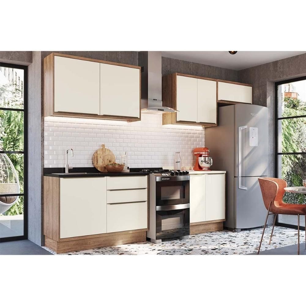 Cozinha Completa Versalis 6 Peças (3Aéreos+2Balcões+1Complemento) C6P161 Freijo/Cinza Argila - Herval