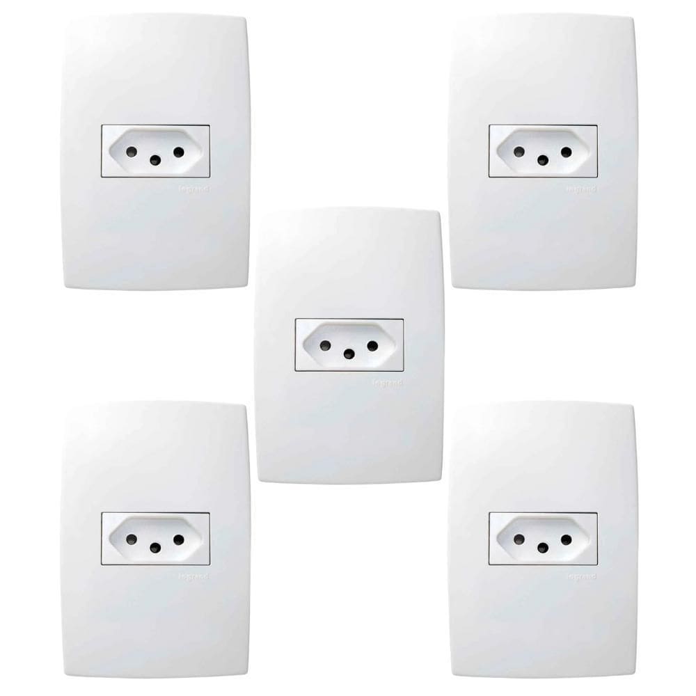 Kit 5 Conjuntos Tomada 10A 4X2 Branca Pial Plus 615080Bc