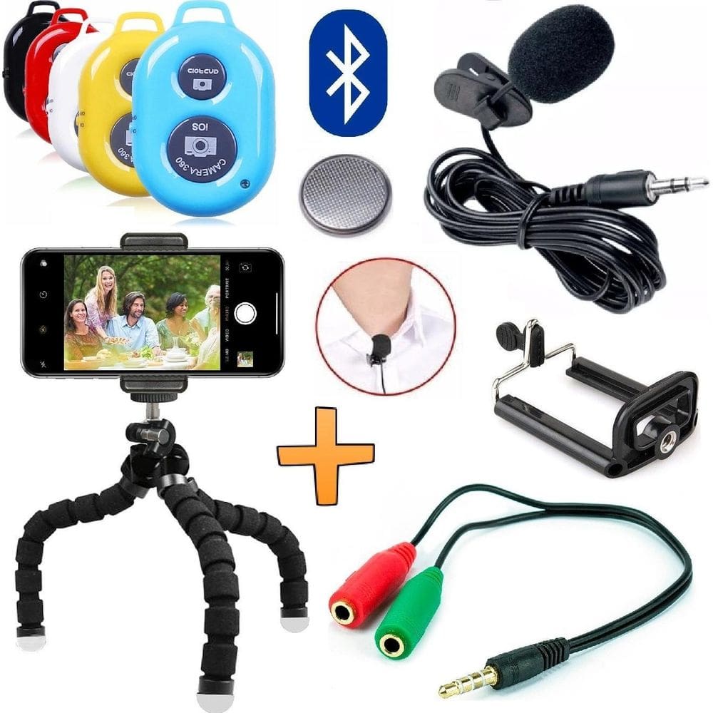 Kit Youtuber Tripé De Celular Smartphone Universal Microfone
