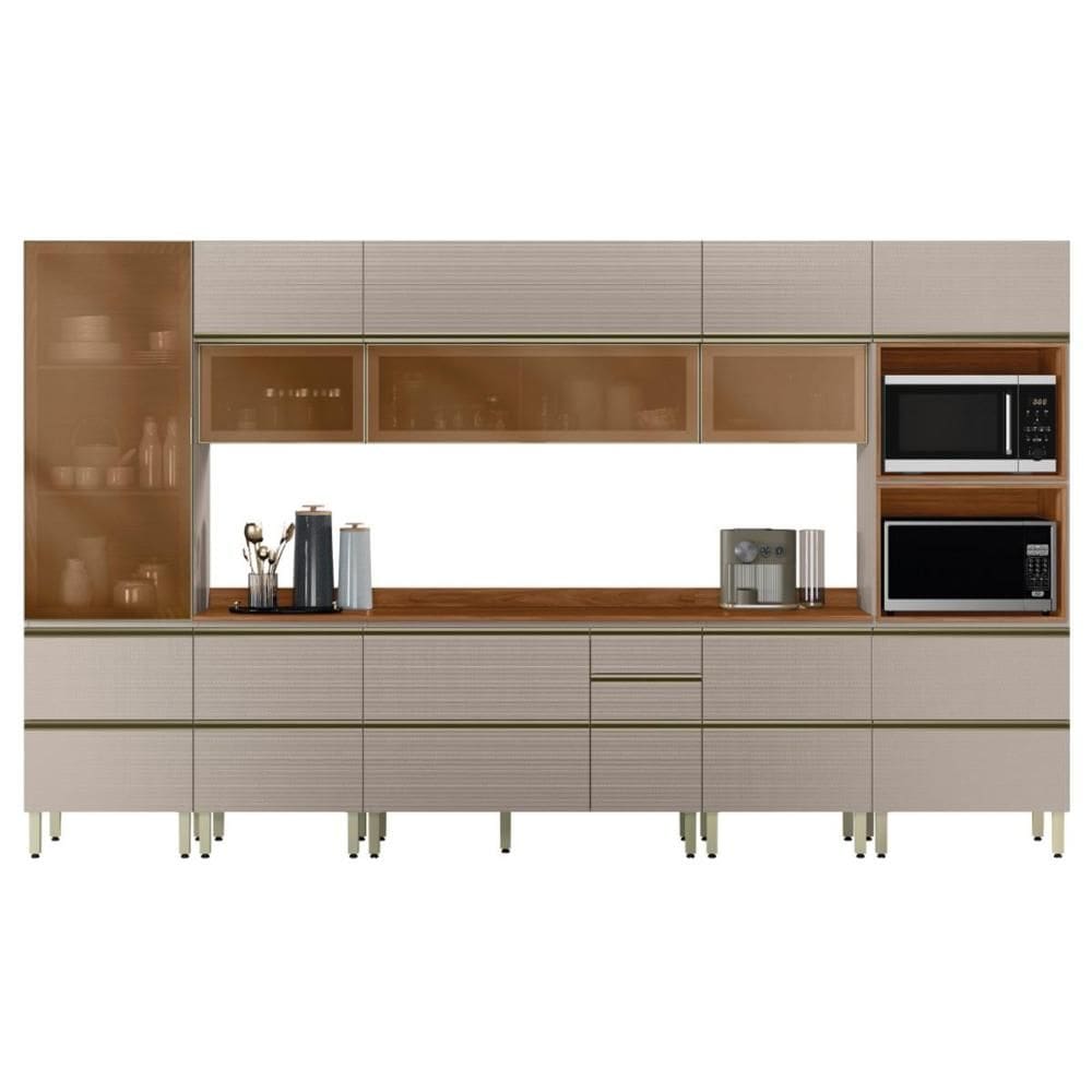 Cozinha Modulada Proença 8 Peças com Cristaleira e Aéreo 120cm - Demartêz