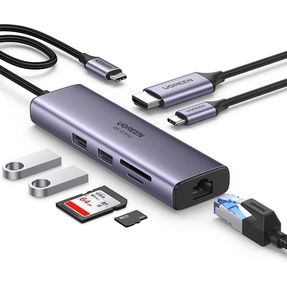 Hub Usb C Adaptador 7 Em1 Hdmi 4K 60Hz 100W Pd Leitor Cartão