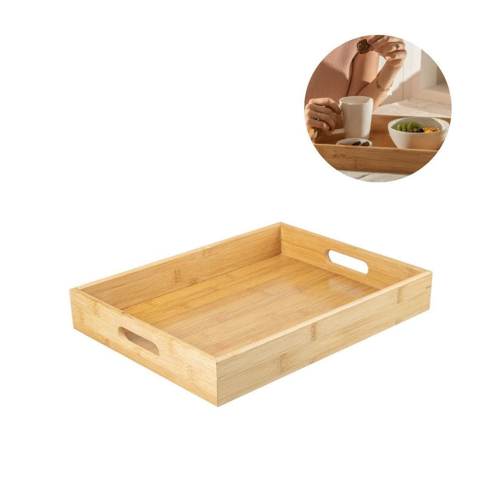 Bandeja com Alça Bambu 28.5x37x5.5cm - Linha Sense
