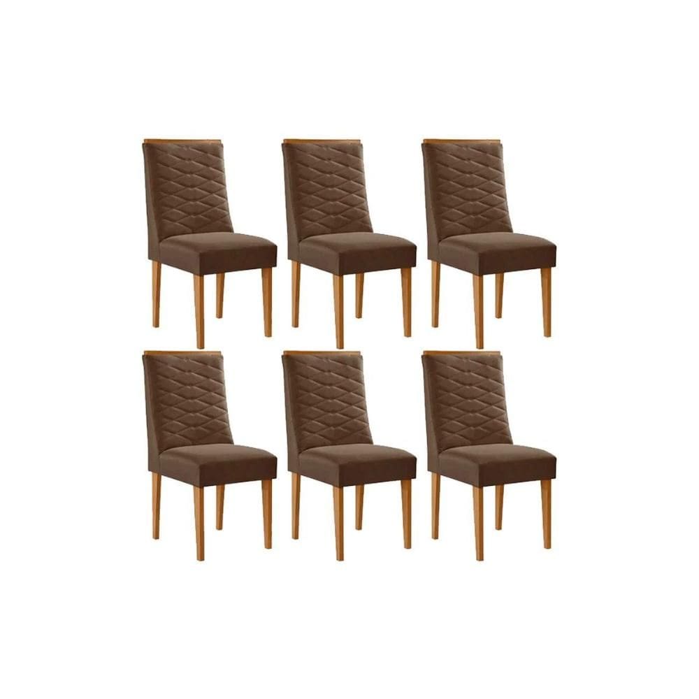 Cadeira Sala de Jantar Maldivas Kit 6 Un Naturalle/Suede Marrom - Rufato