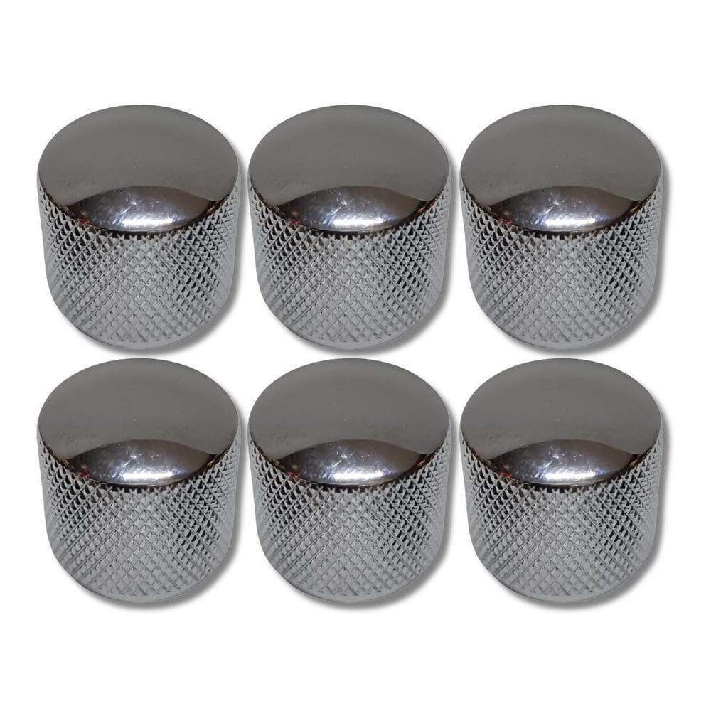 Kit 6 Knob Baixo Guitarra Metal S/ Parafuso Grande Cromado