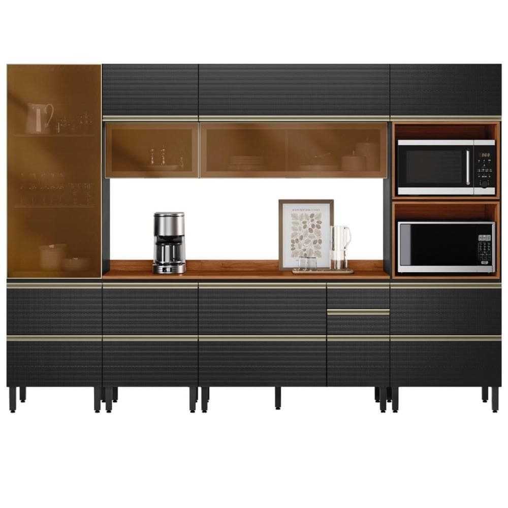 Cozinha Modulada Proença 6 Peças com Cristaleira e Aéreo 120cm - Demartêz