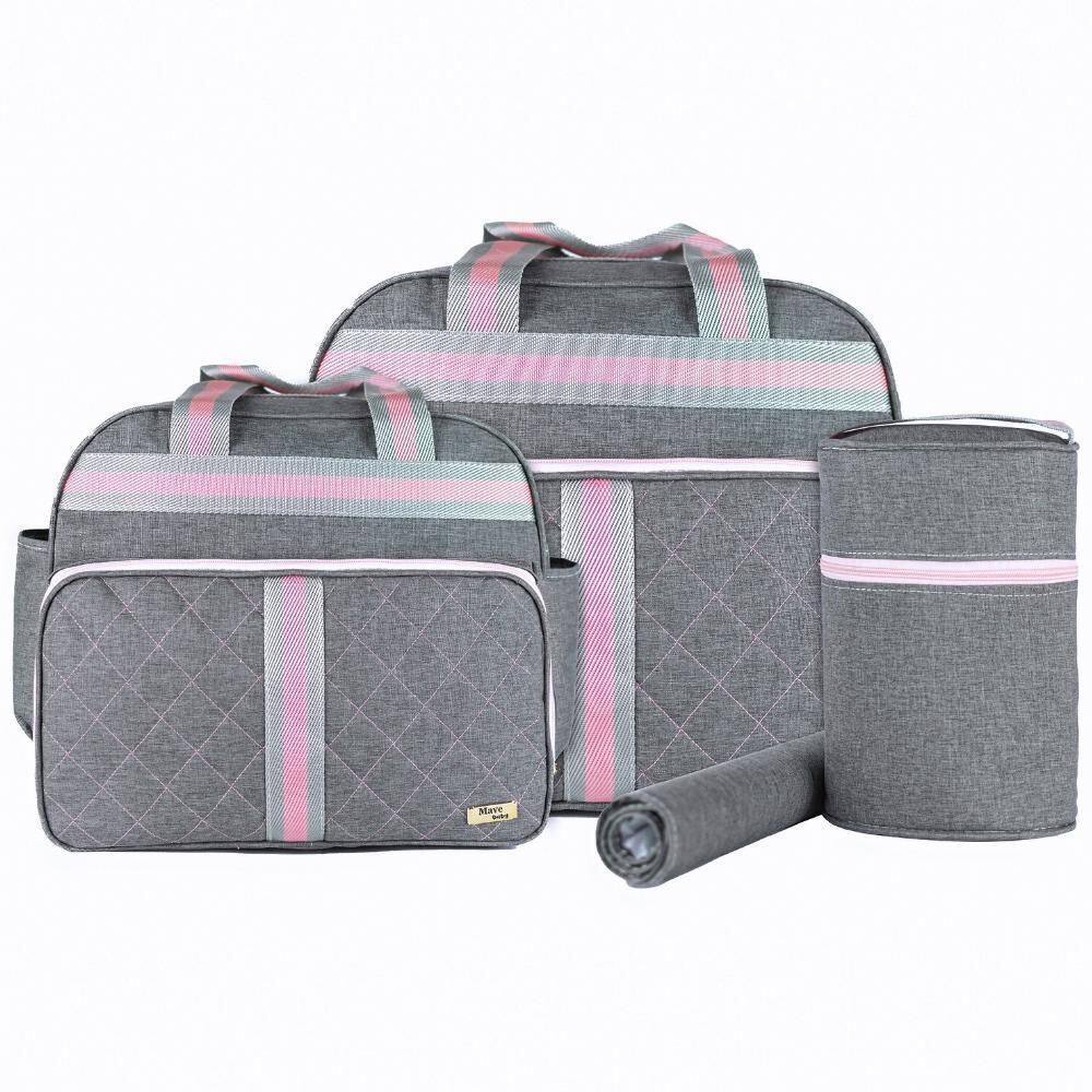 Kit Bolsas Bebê Mave Baby Soft Premium Cinza E Rosa