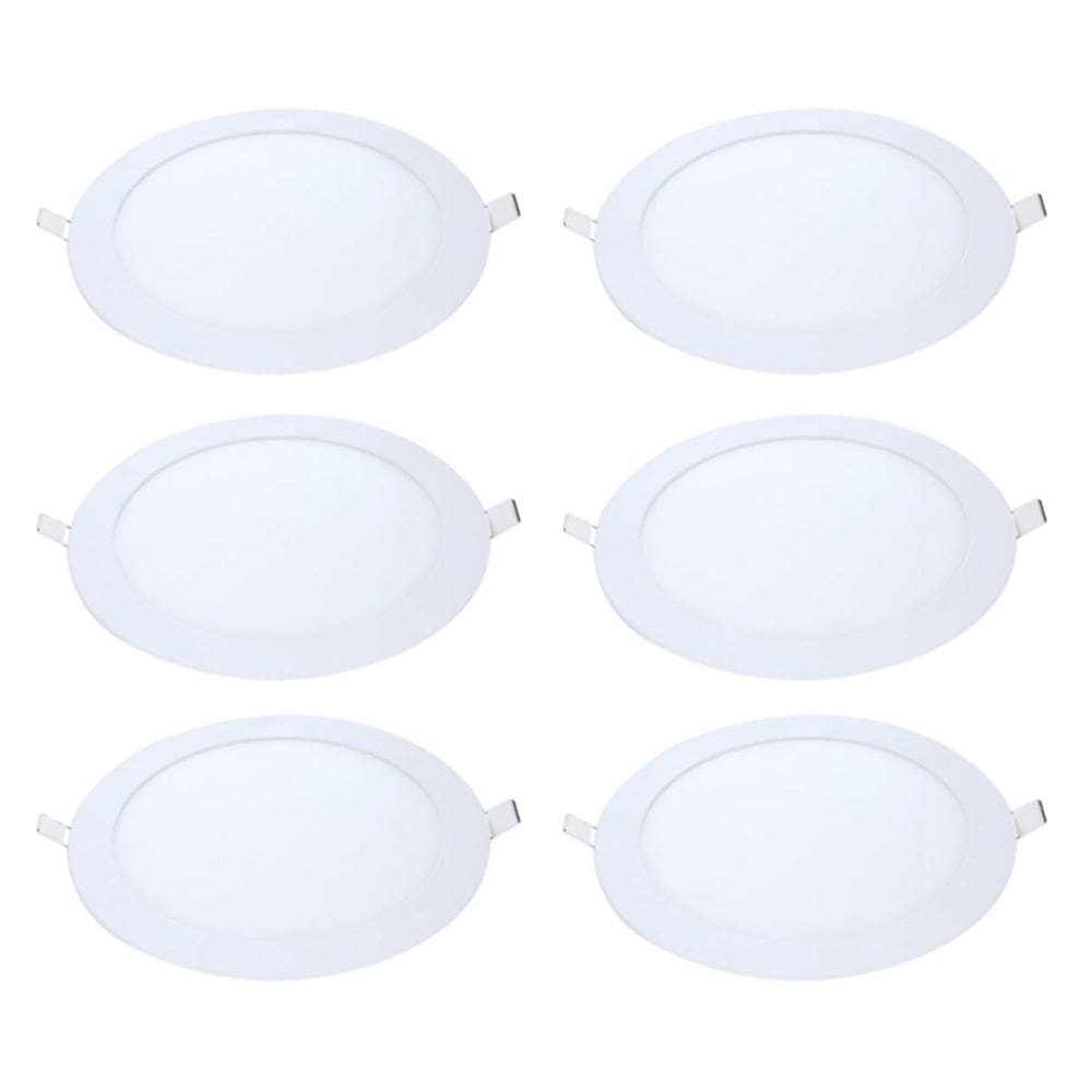 Kit 6 Painel Led Embutir Redondo Luz Quente 3000K 24W 30Cm