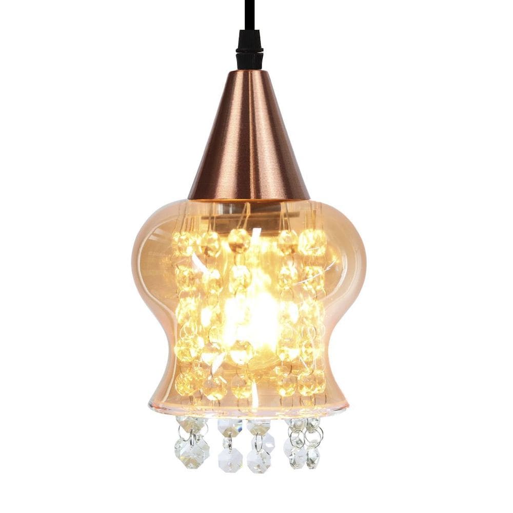 Lustre Pendente Taschibra Cristal Aisha Liso Conhaque Cobre