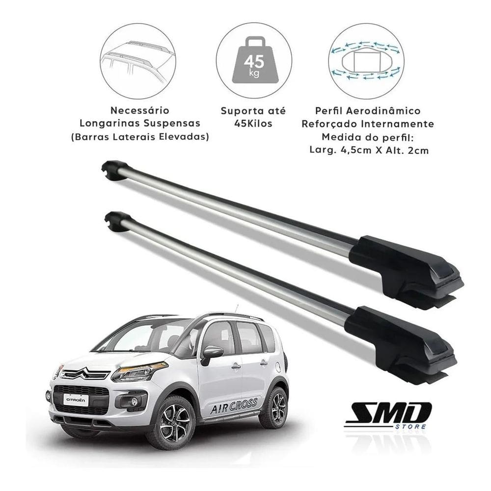 Rack Travessa Teto Citroen Aircross 2010 Em Diante Prata