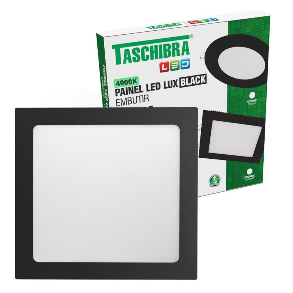 Painel De Led Quadrado Embutir 24W Preto Bivolt 4000K