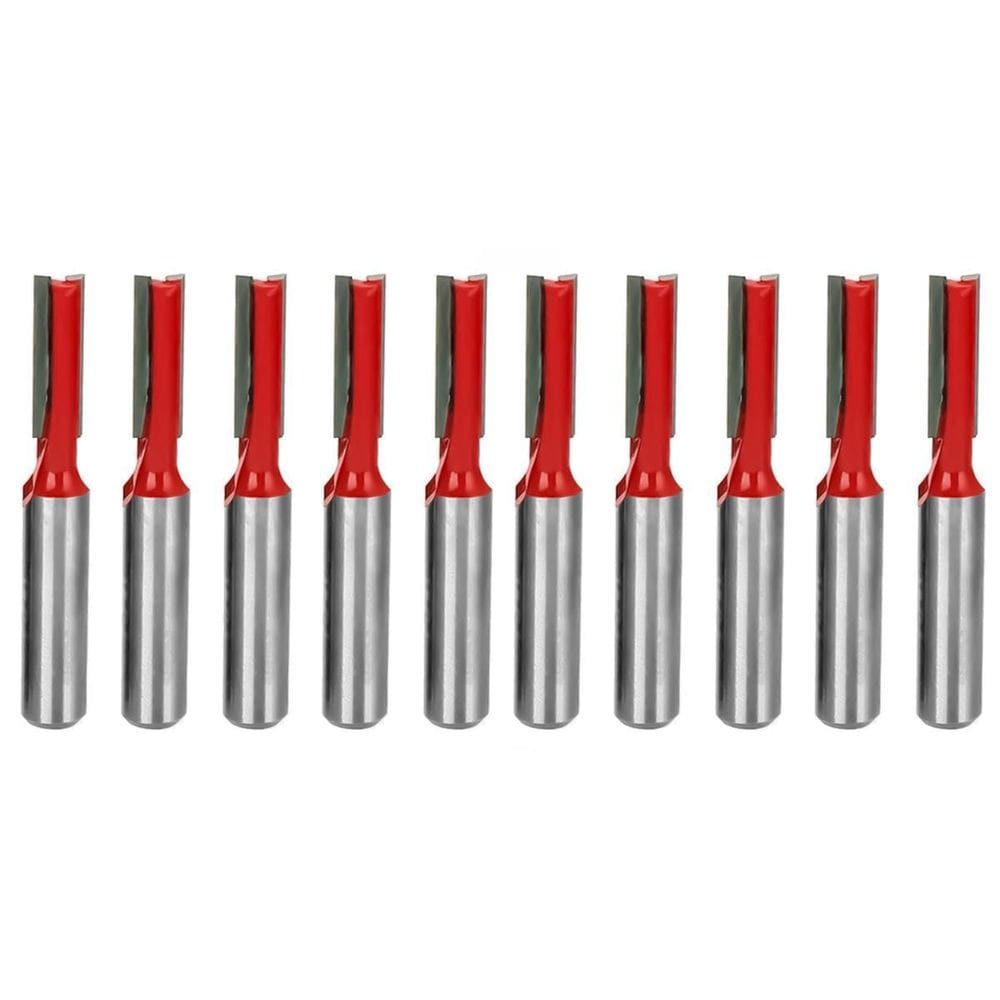 Kit 10 Fresas Retas 6Mm Haste 6Mm Corte Duplo Madeira Tupia