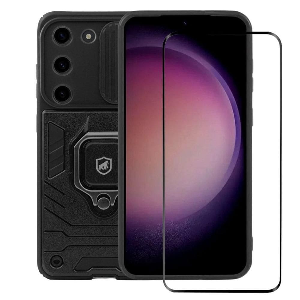 Kit Capa Defender e Pelicula Coverage 5D Pro Preta para Samsung Galaxy S23 Plus - Gshield