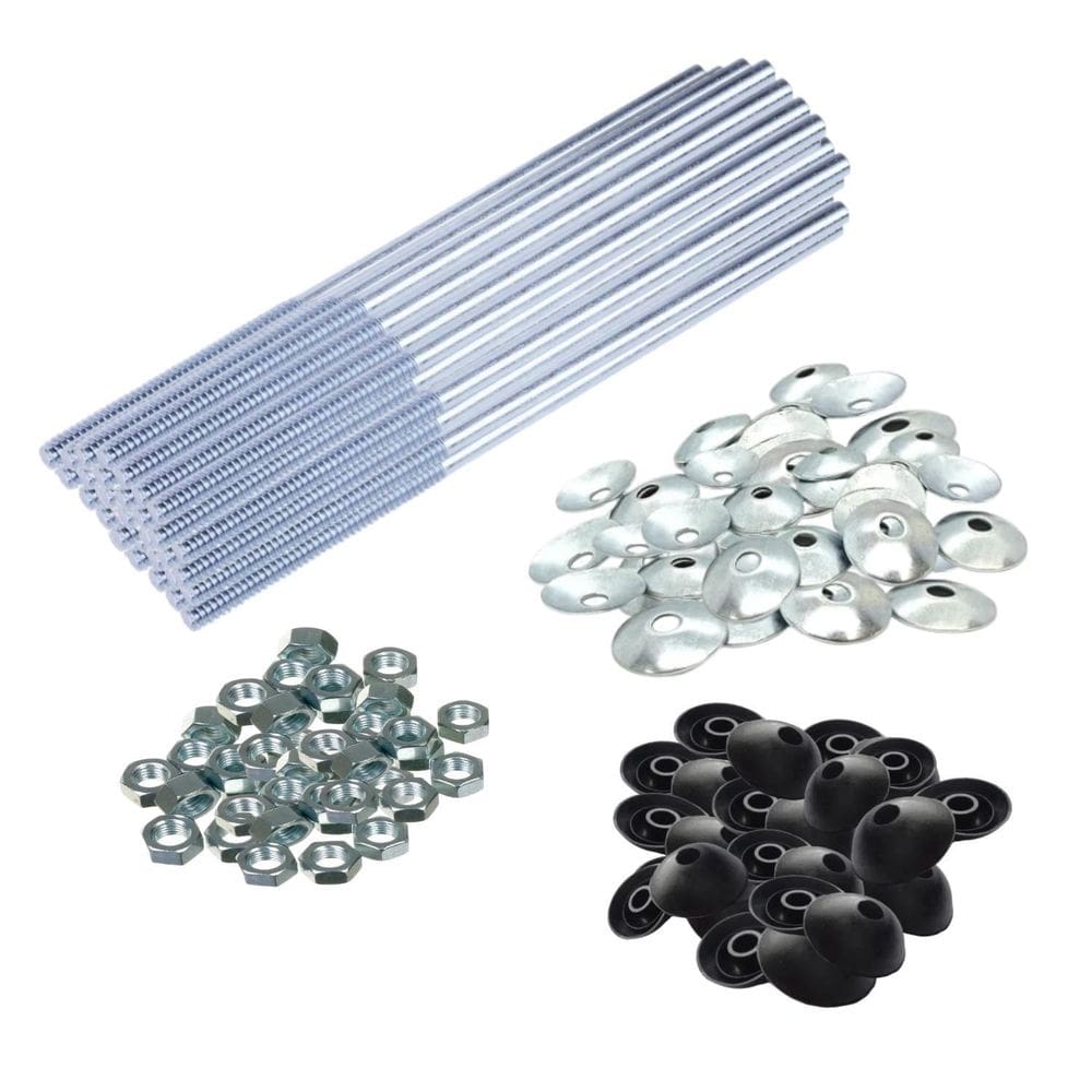 Kit 20 Haste Reta Telha 1/4`` X 300Mm Com Porca E Arruelas