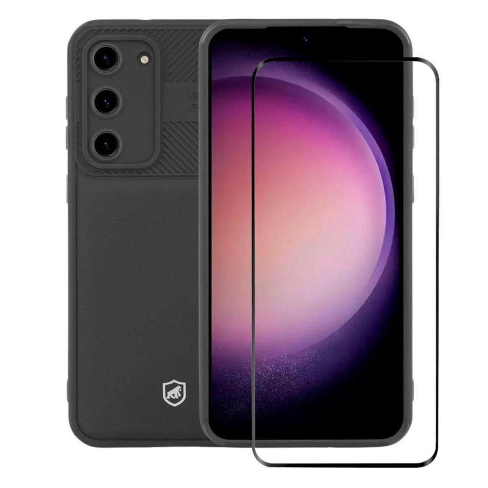 Kit Capa Symetric Preta e Pelicula Coverage para Samsung Galaxy S23 Plus - Gshield