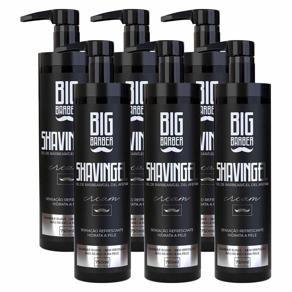 Kit 6X Shaving Gel De Barbear Cream 750Ml Bancada Big Barber