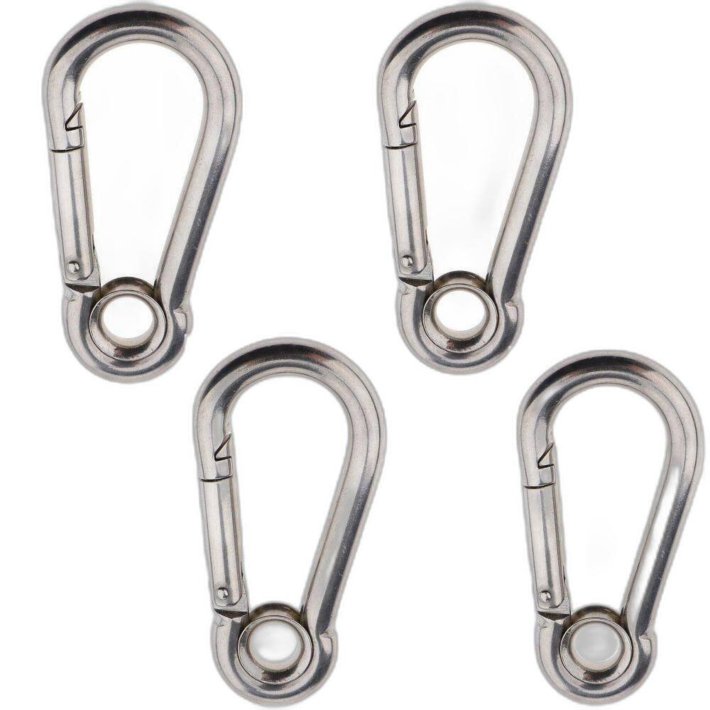 Kit 4 Mosquetão Inox Trava Automática 7Mm X 70Mm Com Olhal