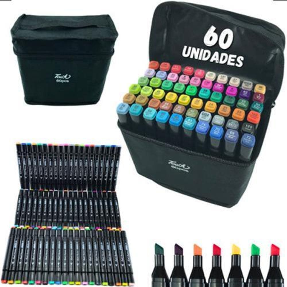 Ultra Canetinhas Profissional Ponta Dupla Estojo 60 1Linha