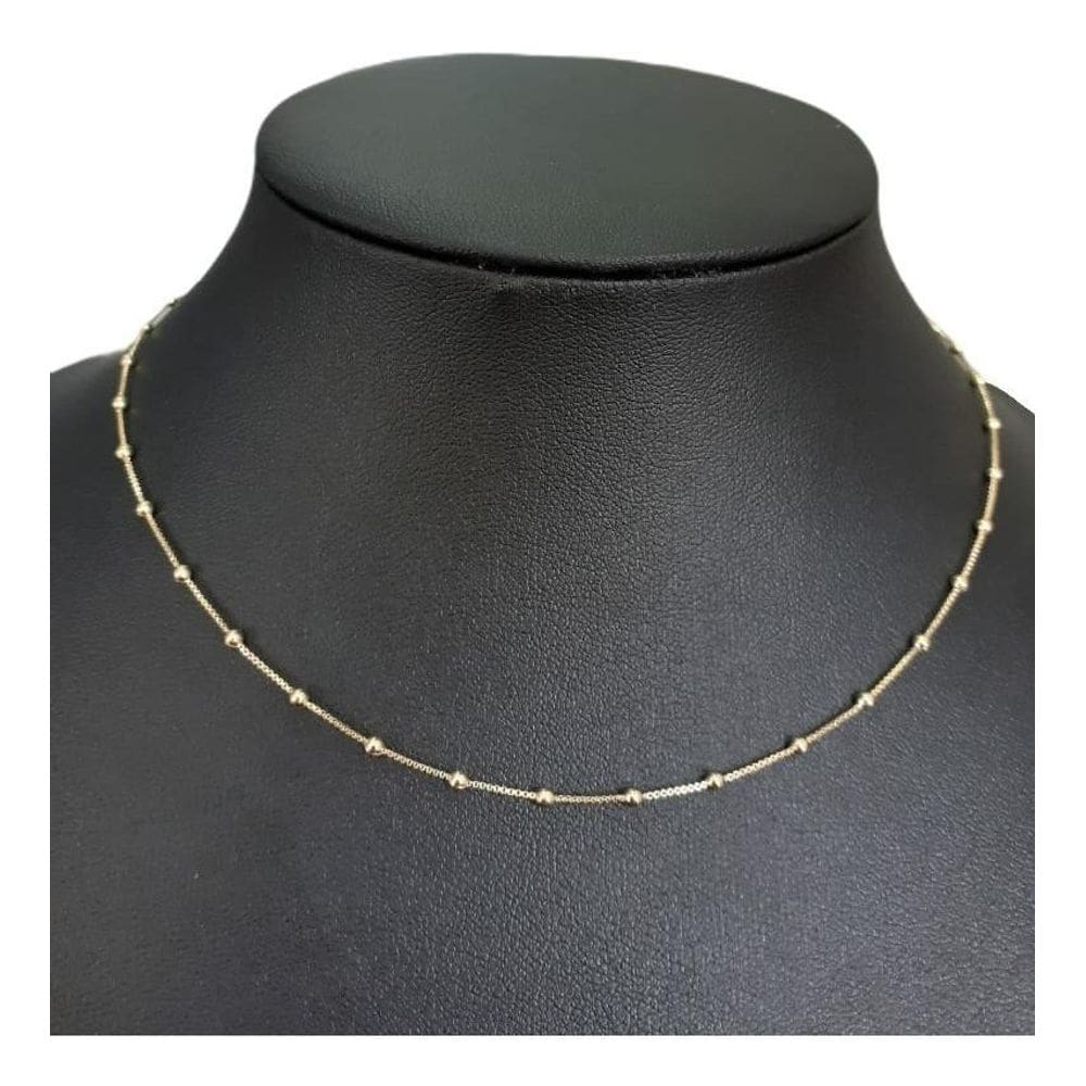 Colar De Bolinhas F. Ouro 18K Dourado Semi Joia 40 Cm