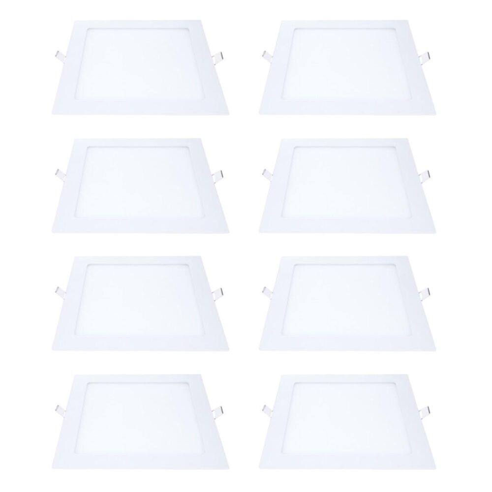 Kit 8 Painel Led Embutir Quadrado Luz Fria 6500K 18W 22Cm