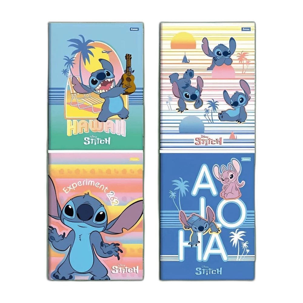 Kit 4 Caderno Escolar Brochura 1/4 Capa Dura 80F Stitch