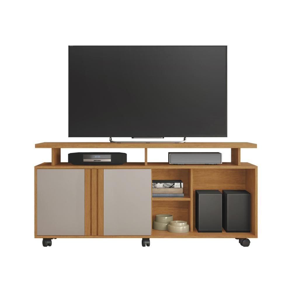 Rack Sala Humor Para TV Com Porta de Correr e Rodizios