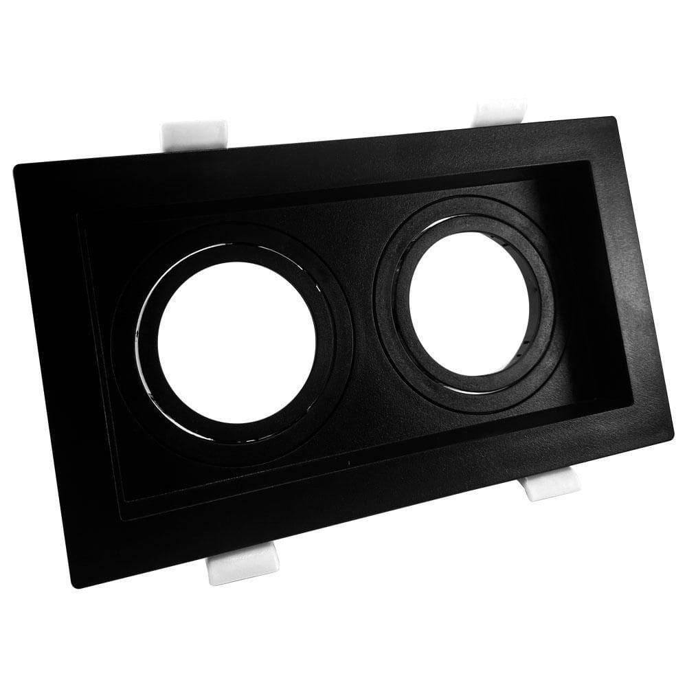 Spot Duplo Embutir Quadrado Recuado Dicroica Mr16 Preto