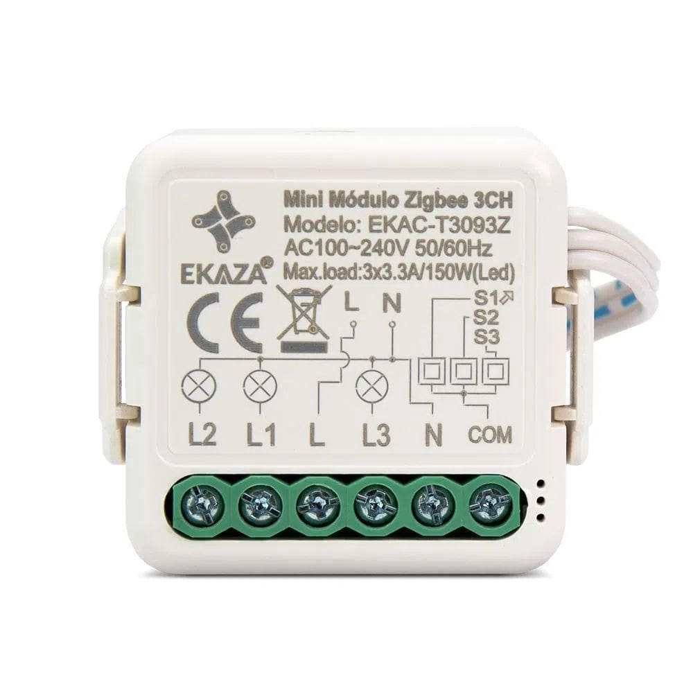 Mini Módulo Embutir Zigbee 3Ch Ekac-T3093K Ekaza Novo