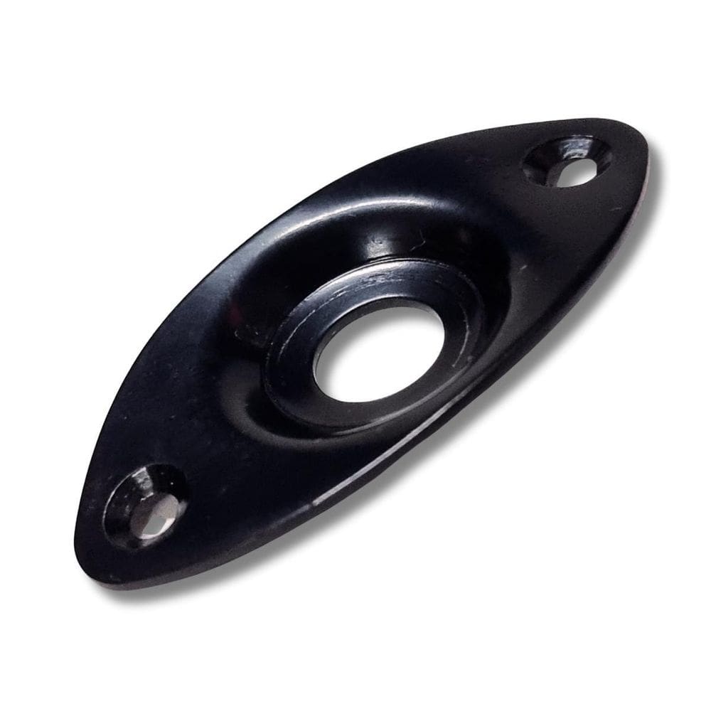Jack Plate Guitarra Baixo Oval Metal Preto Ronsani