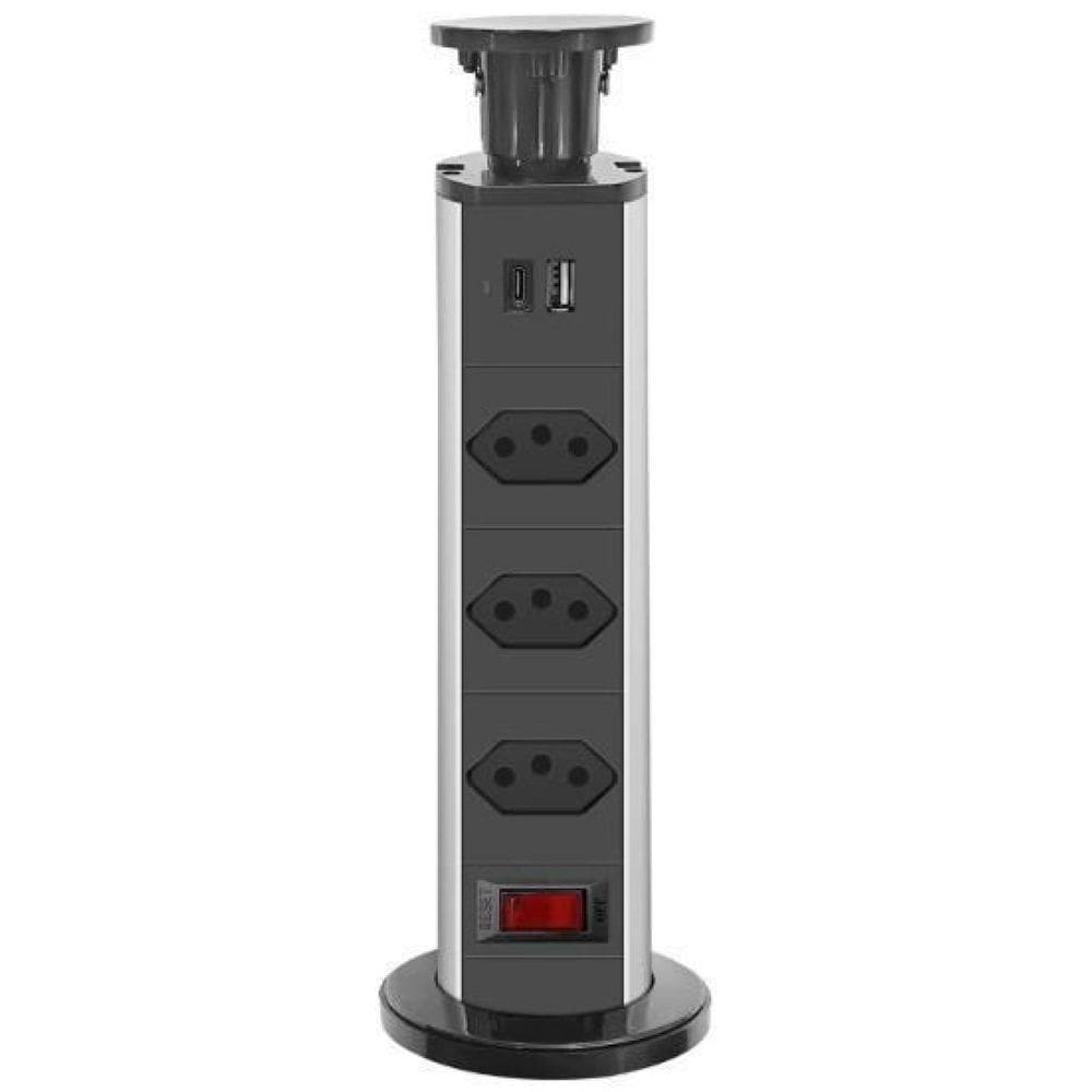 Tomada Elétrica Para Mesa Forma De Torre Usb Tipo C