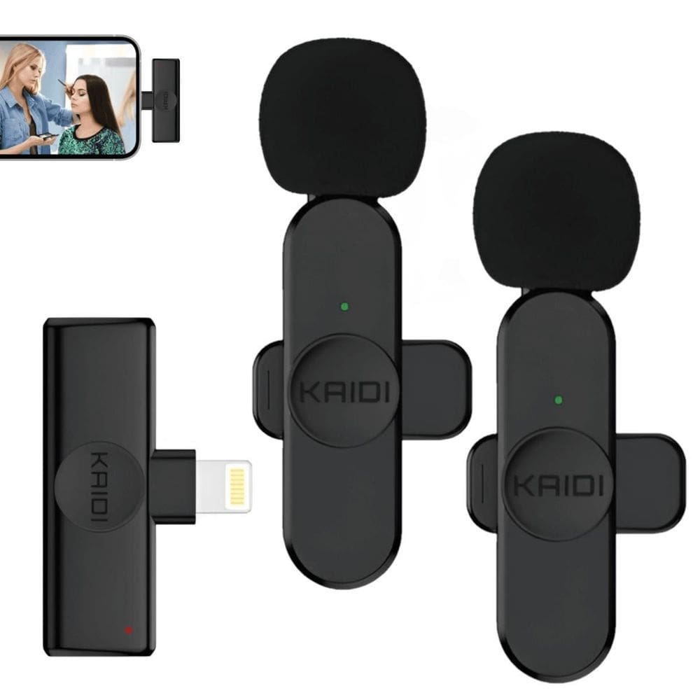 Sistema Microfone Duplo Kaidi Kmf6-A Wireless Lightning