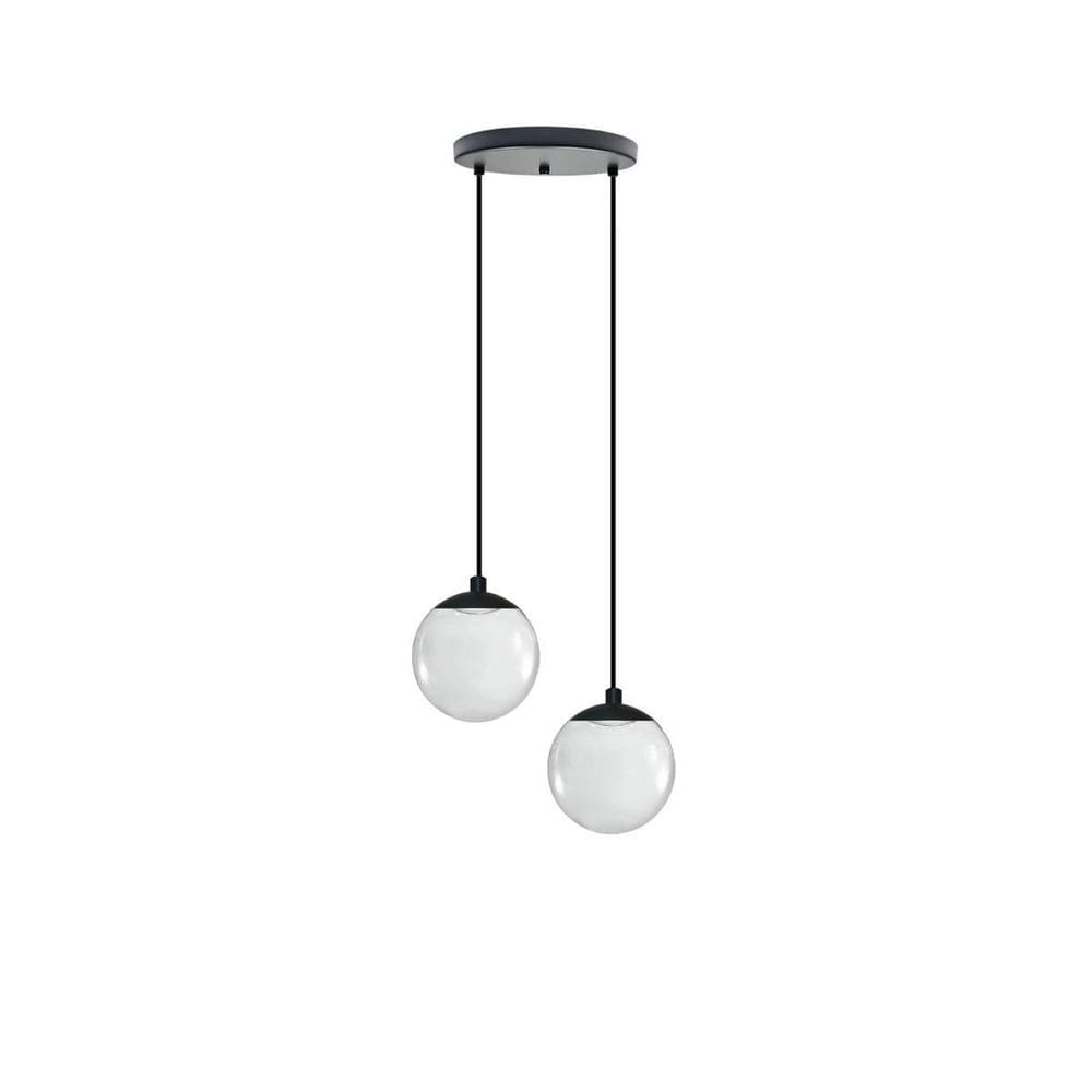 Pendente Preto Globo Duplo 20cmx1,50m Ajustável