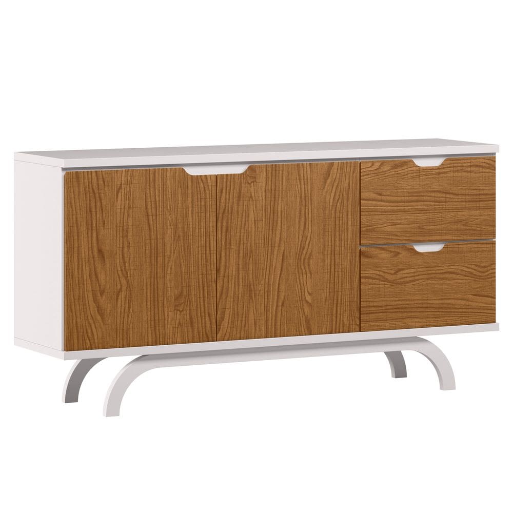 Balcão Aparador para Sala de Jantar 1,50m Vicenza Cor Off White/Ypê - New Ceval