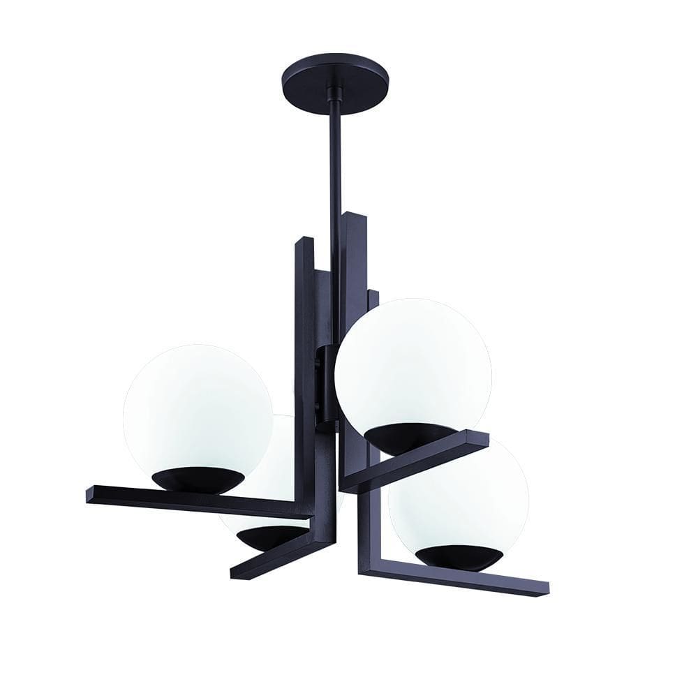 Lustre Pendente Industrial Vidro Leitoso Havana 04 Lâmpadas