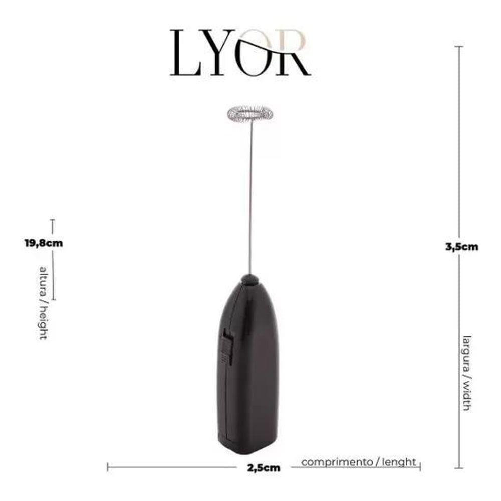 Mini Mixer Elétrico Bebidas Em Inox E Plástico Preto - Lyor