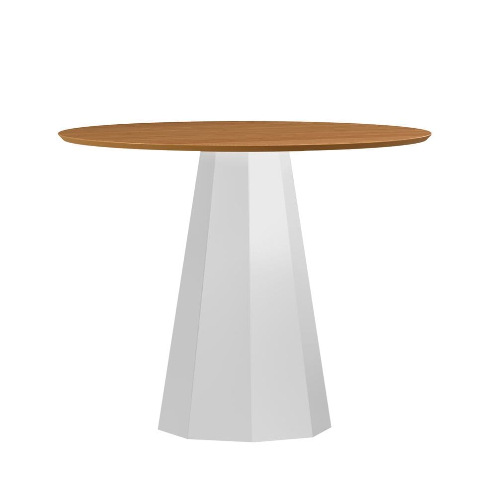 Mesa de Jantar Redonda para 4 Lugares Tampo em Mdf 1,00m Isis Off White/Ypê - New Ceval