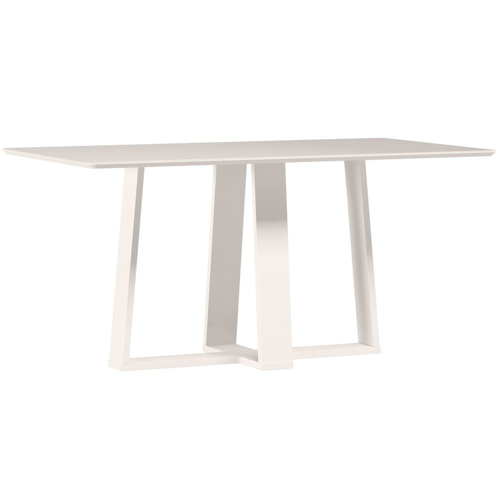 Mesa de Jantar para 6 Lugares 1,60m Tampo Mdf com Vidro Rubi Off White - New Ceval
