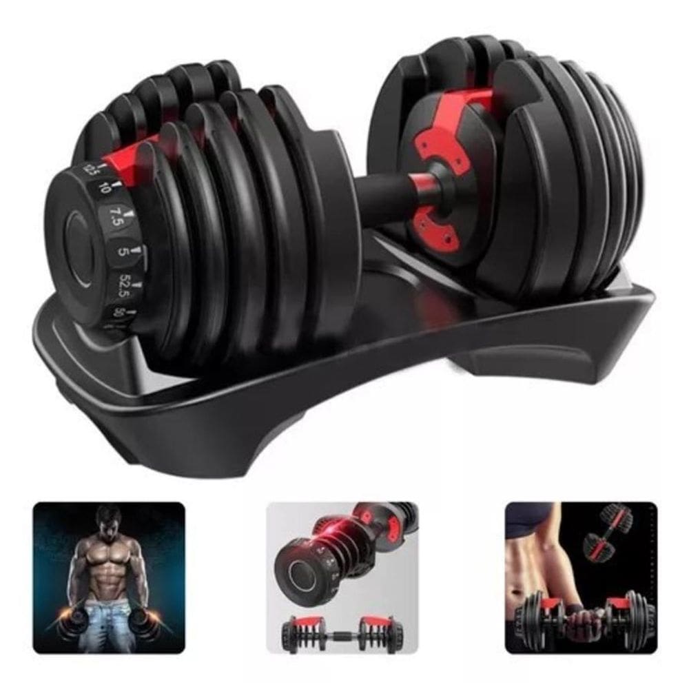 Halter Regulável 24Kg Dumbell Ajustável Drum Anilha Dumbbell