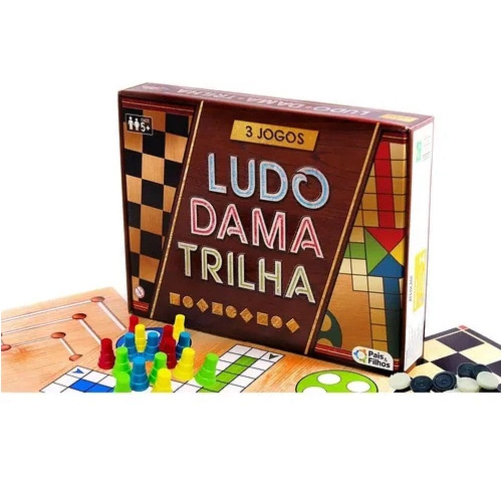 3 Jogos Ludo Dama e Trilha - Pais &amp; Filhos