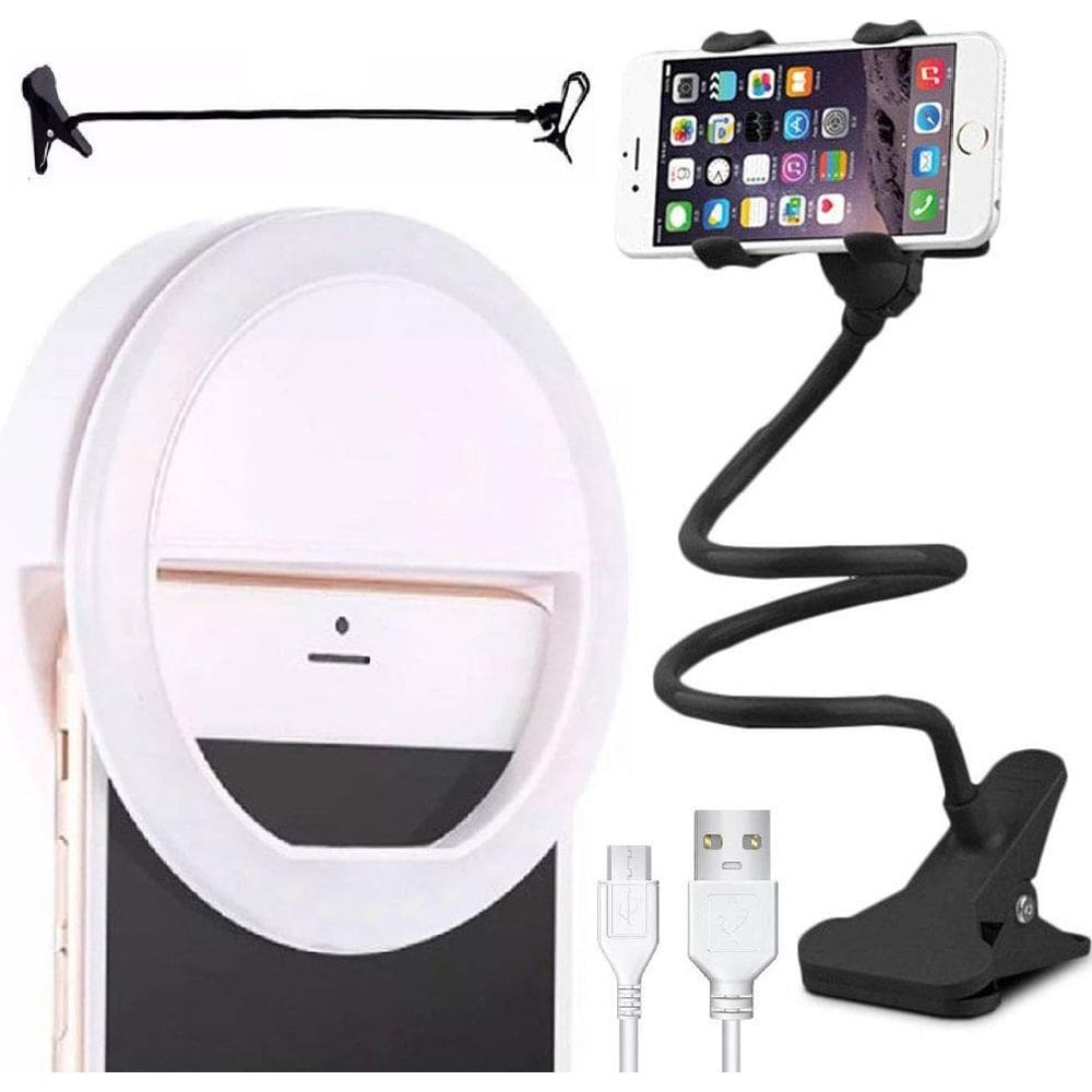 Suporte Pescoço Ganso Flexível Celular Universal Ring Light