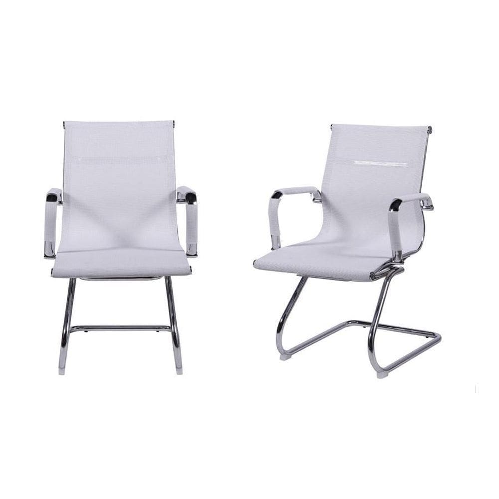 Kit 02 Cadeiras Boxbit Eames Office Tela Fixa Branca Branca