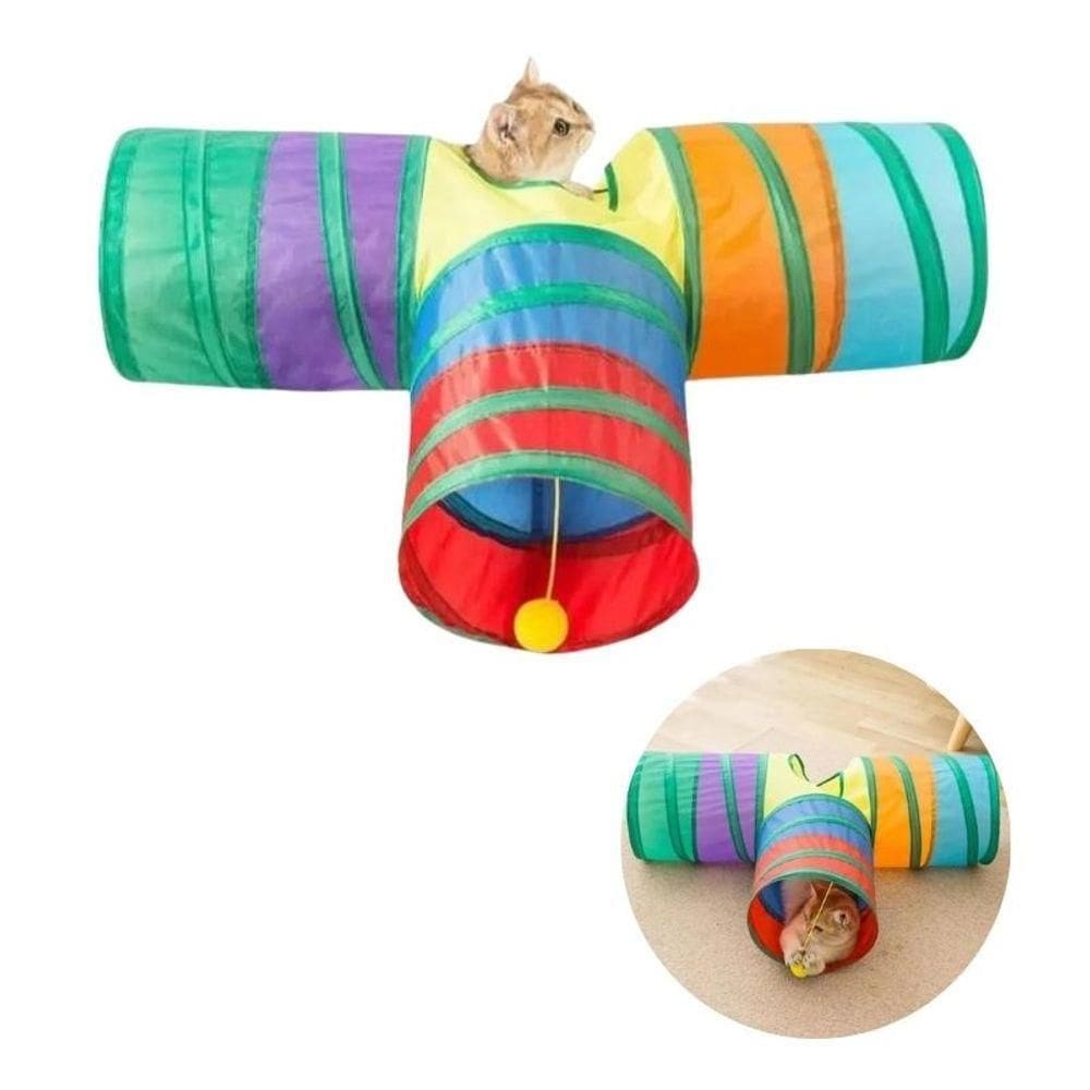Túnel Em T Para Gato Labirinto Interativo Brinquedo Pet
