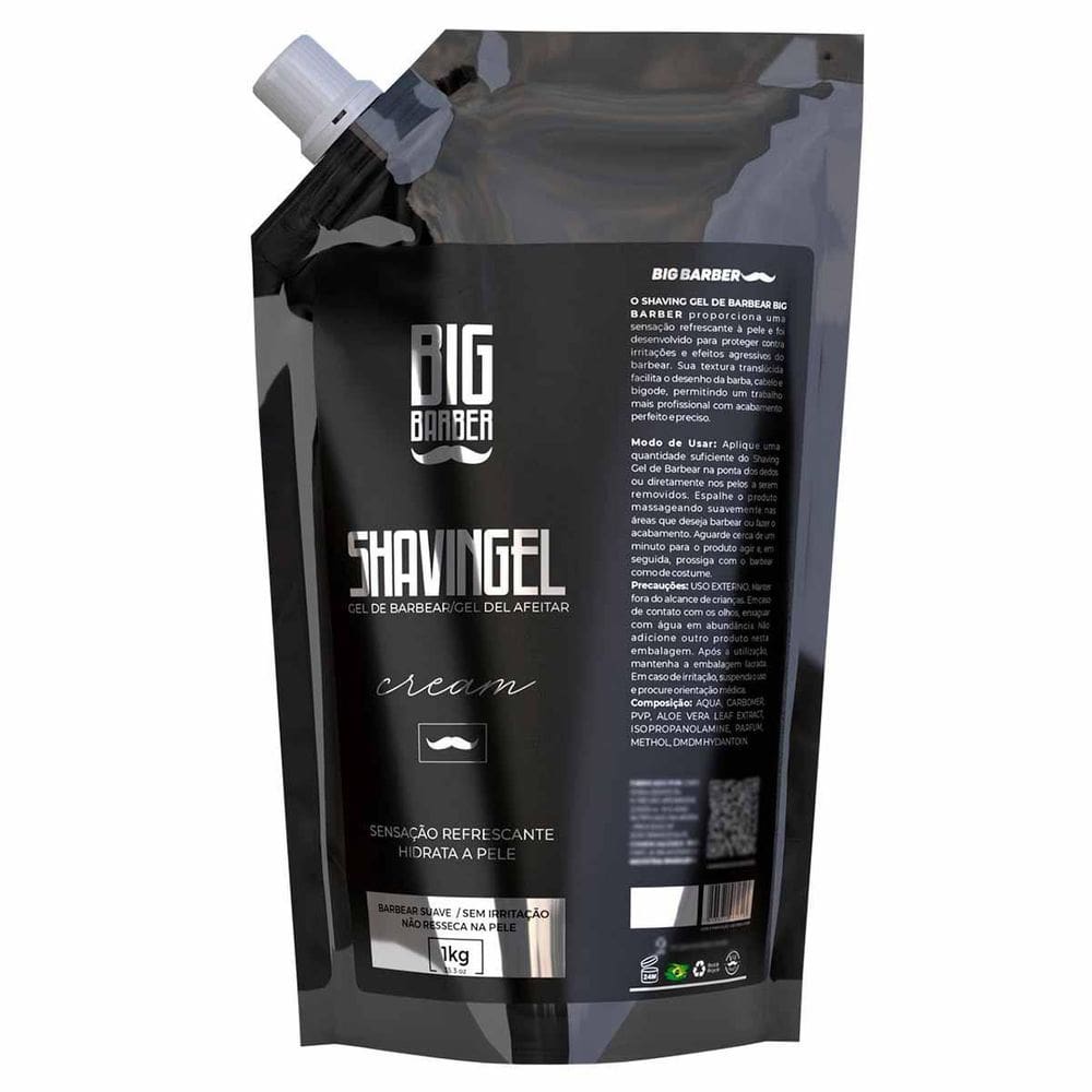 Shaving Gel De Barbear Big Barber 750Ml Cream Profissional