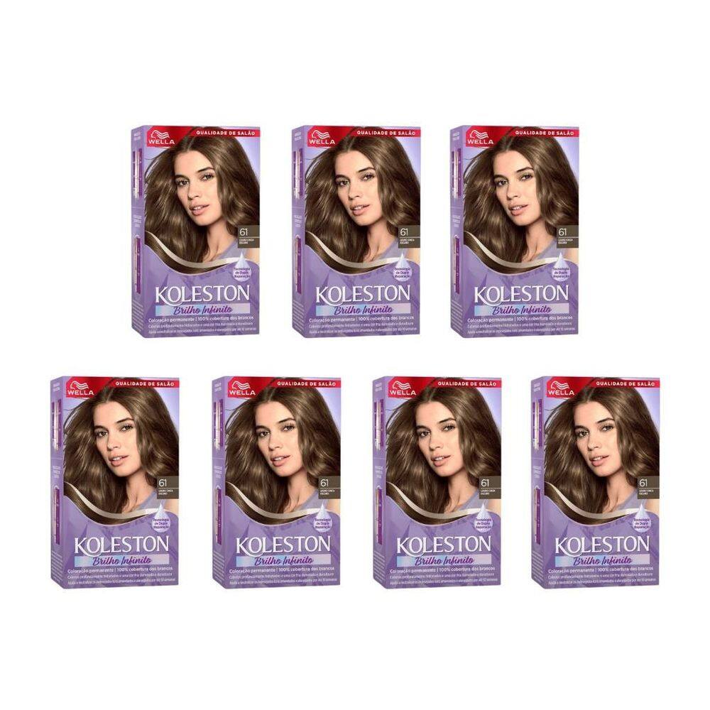 Coloraçao Koleston 61 Louro Cinza Escuro-Kit C/7Un