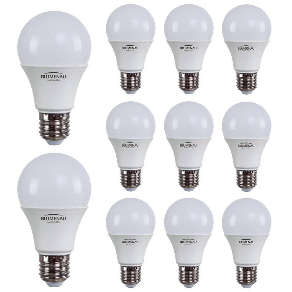 Kit 10 Lâmpadas Led Bulbo A60 9W E27 Bivolt 6500K Frio