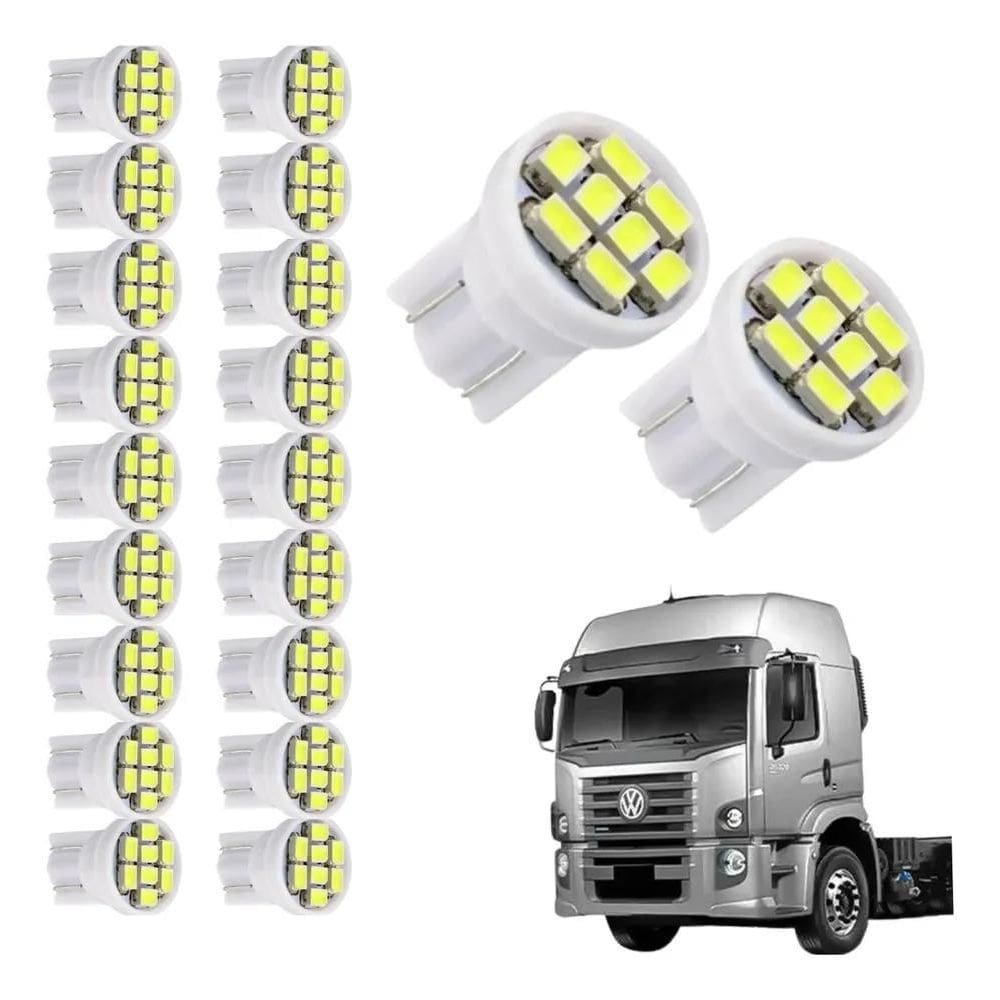 Kit 20 Lampada T10 8 Led Branca 24V