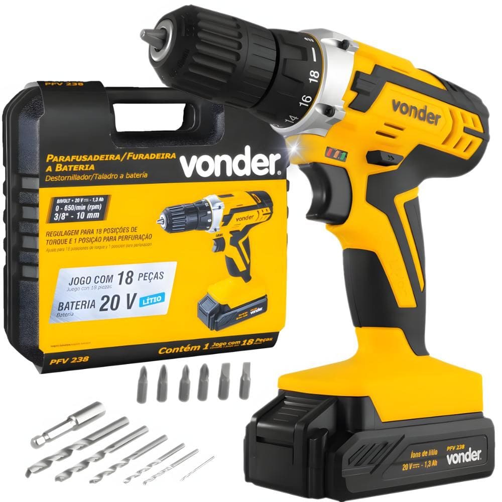 Parafusadeira à Bateria 20V Vonder PFV 238 Bivolt