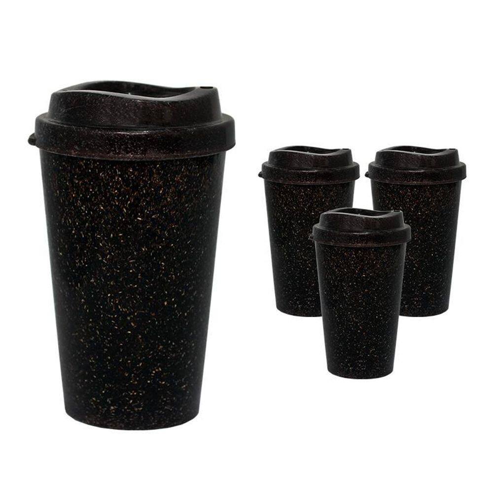 Kit 4 Copos Mug Fibra Coco Green 320Ml